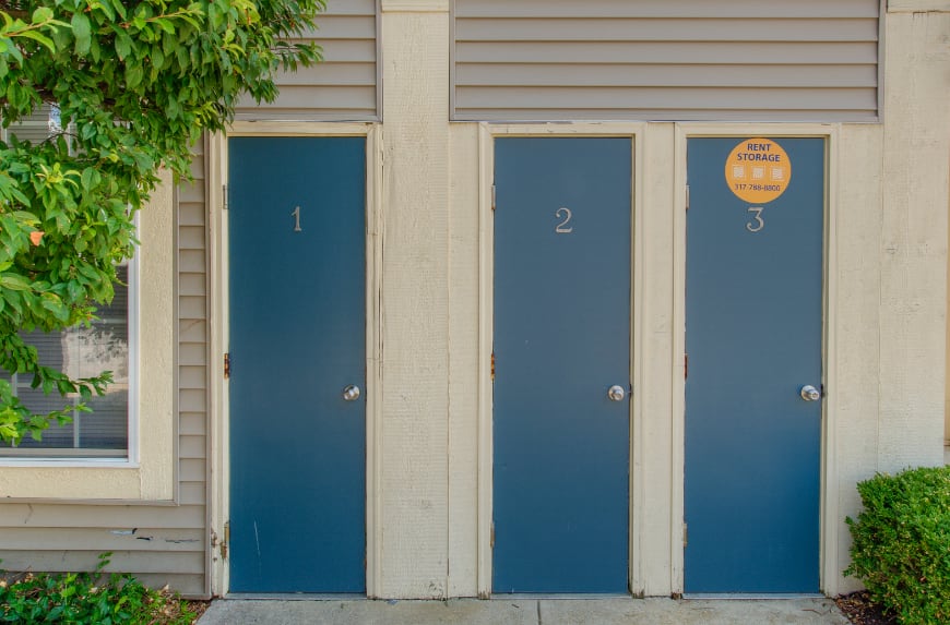 Outdoor storage in a Noblesville apartment community.